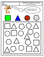 renkler çalışma sayfaları; okul öncesi örneğe göre boya çalışmaları